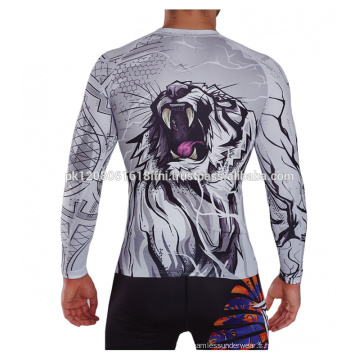 Tigre blanc sublimé sublimation impression compression porter rash guard